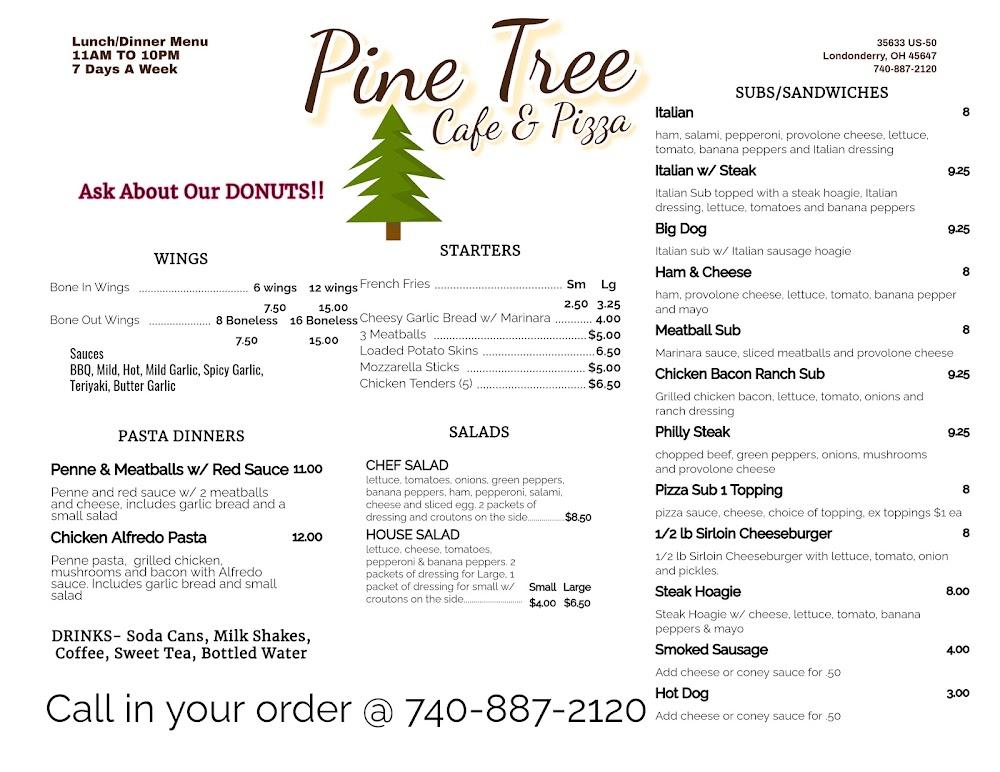 Pine Tree Cafe & Pizza Menu image 2